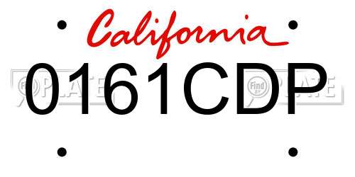 0161CDP California License Plate