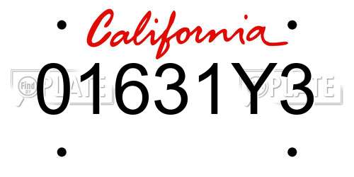 01631Y3 California License Plate