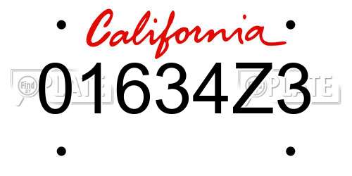 01634Z3 California License Plate