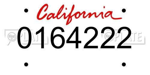 0164222 California License Plate