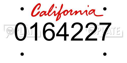 0164227 California License Plate