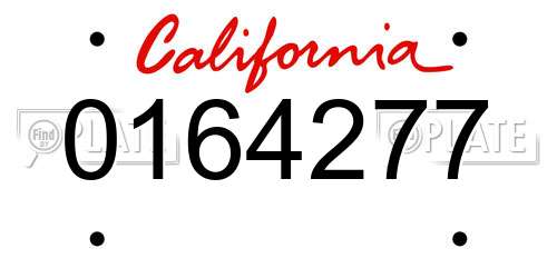 0164277 California License Plate