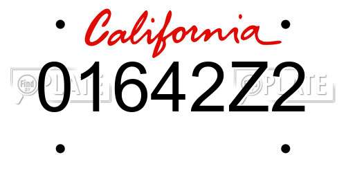 01642Z2 California License Plate