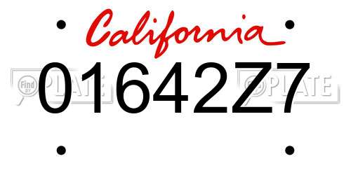 01642Z7 California License Plate