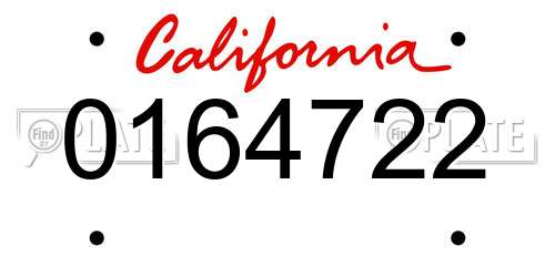 0164722 California License Plate