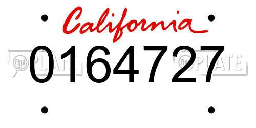 0164727 California License Plate