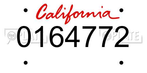 0164772 California License Plate