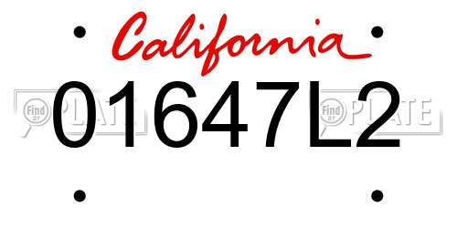 01647L2 California License Plate