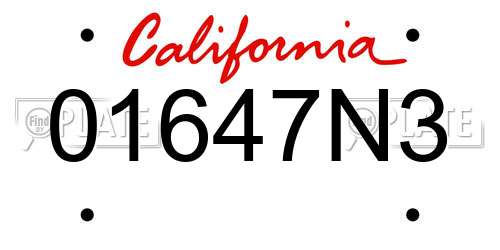 01647N3 California License Plate