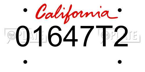 01647T2 California License Plate