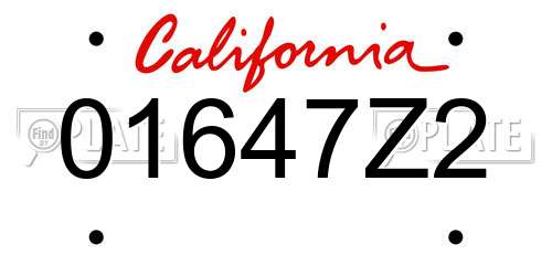 01647Z2 California License Plate