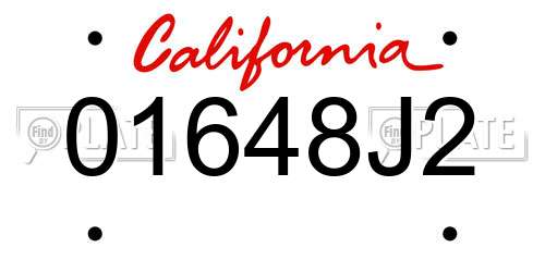 01648J2 California License Plate