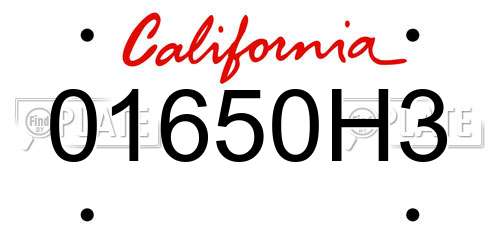 01650H3 California License Plate