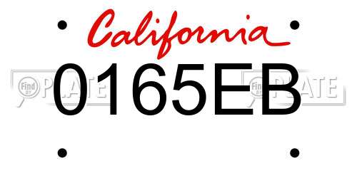 0165EB California License Plate