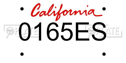 0165ES California License Plate