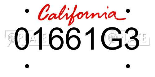 01661G3 California License Plate