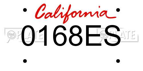 0168ES California License Plate