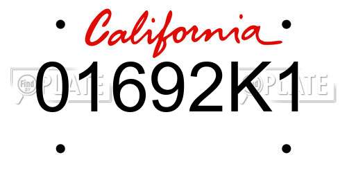 01692K1 California License Plate