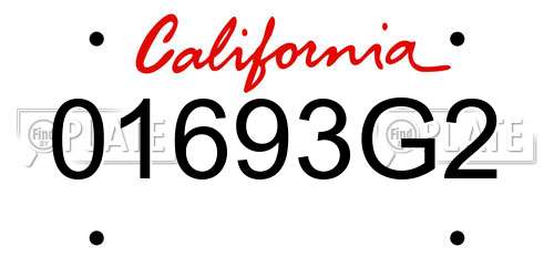 01693G2 California License Plate