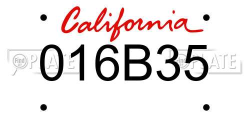 016B35 California License Plate