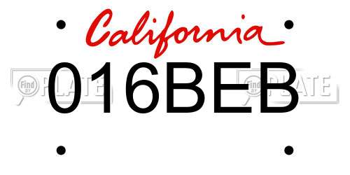 016BEB California License Plate