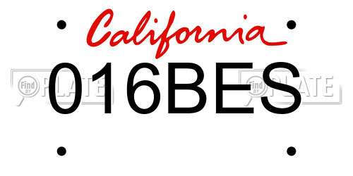 016BES California License Plate