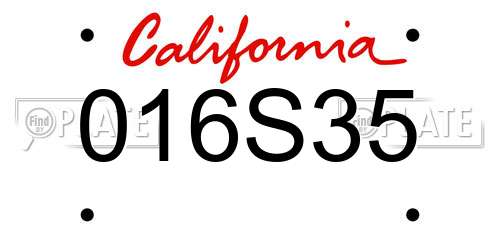 016S35 California License Plate
