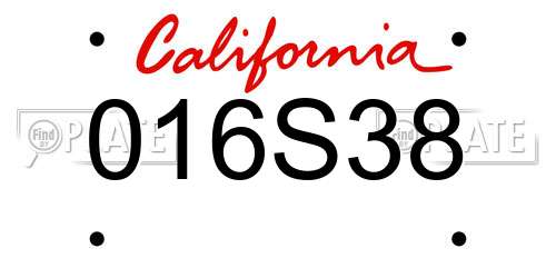 016S38 California License Plate