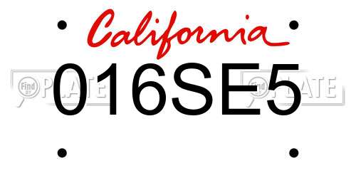 016SE5 California License Plate