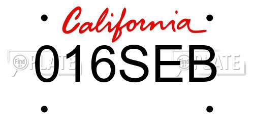 016SEB California License Plate