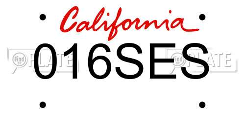 016SES California License Plate
