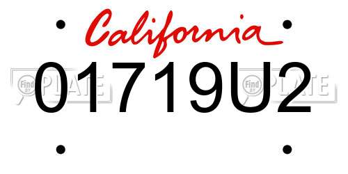 01719U2 California License Plate