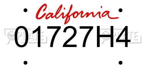 01727H4 California License Plate