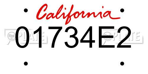 01734E2 California License Plate