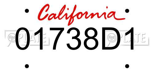 01738D1 California License Plate