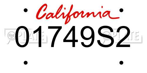 01749S2 California License Plate