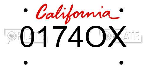 0174OX California License Plate