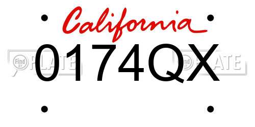 0174QX California License Plate