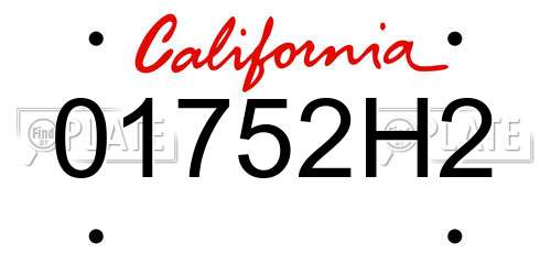 01752H2 California License Plate