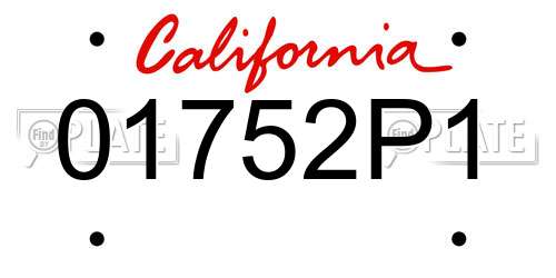 01752P1 California License Plate