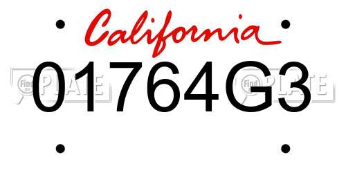 01764G3 California License Plate