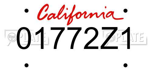 01772Z1 California License Plate