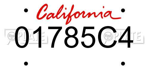 01785C4 California License Plate
