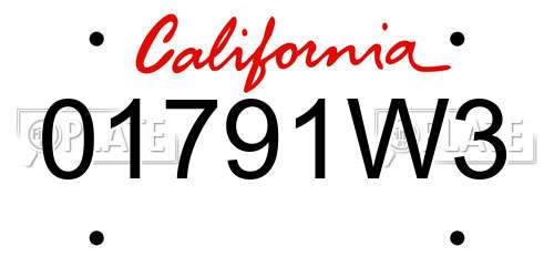 01791W3 California License Plate