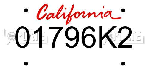 01796K2 California License Plate