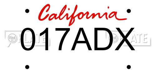 017ADX California License Plate