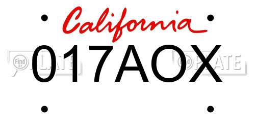 017AOX California License Plate