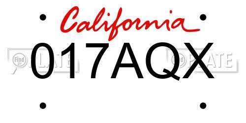 017AQX California License Plate