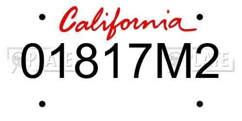 01817M2 California License Plate