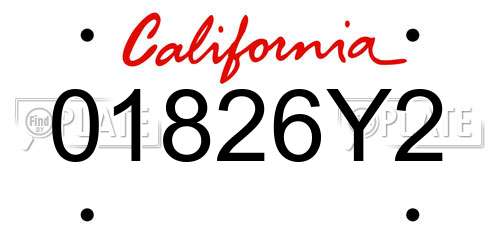 01826Y2 California License Plate